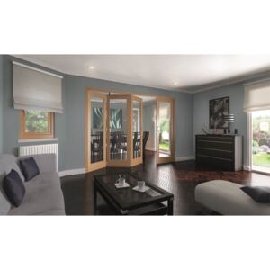 Shaker Oak 1 Light Clear Glazed Interior Folding Doors 3 x 1 2047 x 2545mm