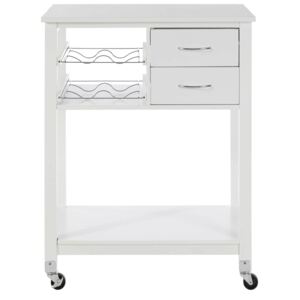 White Veneer Finish Kitchen Trolley with Drawer