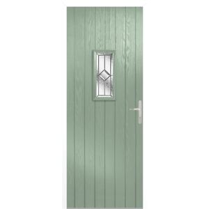 Speedwell - Glazed - Green - White Frame Exterior Door - Right Hand - 2030 x 890 x 70