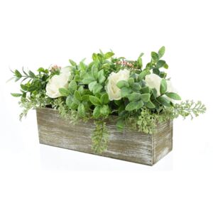 White Rose Arrangement in Wooden Box