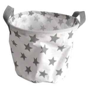Kids Round Storage Basket - Grey Stars