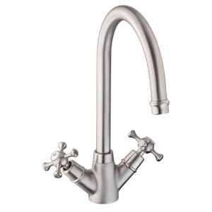 Marco Polo Dual Handle Monobloc Kitchen Tap - Brushed