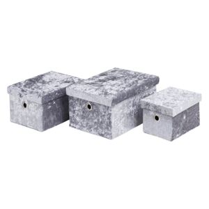 Velvet Storage Boxes - Grey - Set of 3