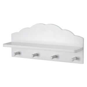 Kids Cloud Floating Shelf with Hooks - White