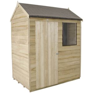 6x4ft Forest Natural Timber Overlap Reverse Apex Wooden Shed