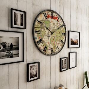 Vintage Style Map Print Wall Clock