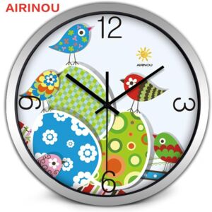 Modern Easter With Birds Printed Metal Wall Clock