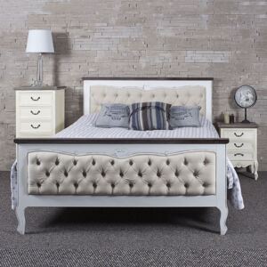 Heart White Fabric King Size Bed