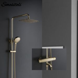 Thermostatic 3 Functions Golden Brass Faucet