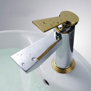 Brass Chrome With Gold Finish Bathroom Faucet