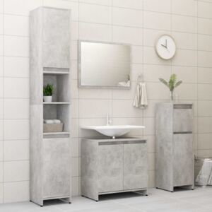 VidaXL 4 Piece Bathroom Furniture Set Concrete Grey Chipboard