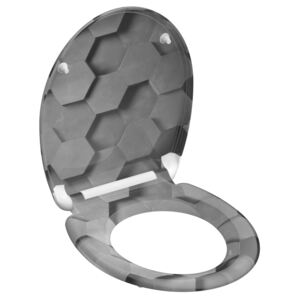 SCHÜTTE Toilet Seat with Soft-Close Quick Release GREY HEXAGONS