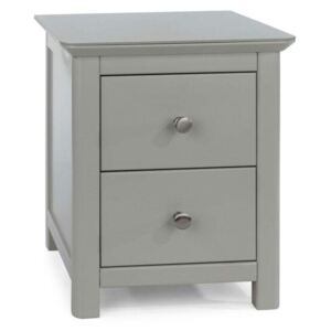 Grey Painted 2 Drawer Bedside Table with Glass Top