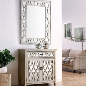 Gallo Glass Top 2 Doors Chest & Wall Mirror