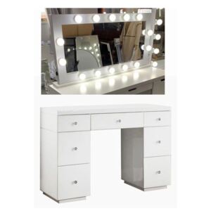 Hollywood White Dresser & Tabletop Mirror