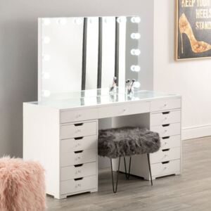 Hollywood White 7 Drawers Dresser With Mirror Set