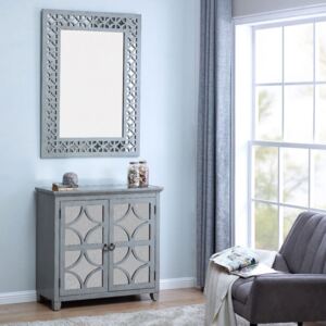 Russell Grey Painted 2 Doors Chest & Wall Mirror