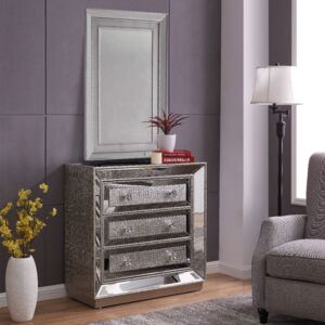 Sofia Silver Mirrored 3 Drawers Chest & Wall Mirror