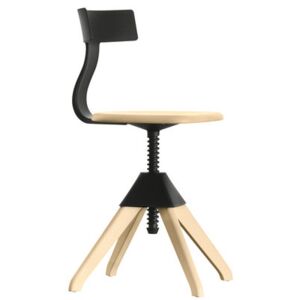 Tuffy Swivel chair - Wood & plastic / Adjustable height by Magis Black/Natural wood