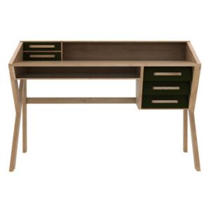 Origami Desk - / Solid oak 135 cm / 5 drawers by Ethnicraft Black/Natural wood