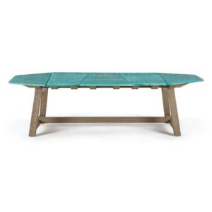 Rafael Octogonal Rectangular table - / 264 x 154 cm - Lava stone & sanded teak - 10 people by Ethimo Green