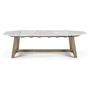 Rafael Octogonal Rectangular table - / 264 x 154 cm - Marble & sanded teak - 10 people by Ethimo White
