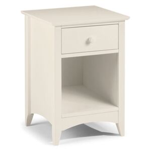 Cameo 1 Drawer Stone White Bedside Table