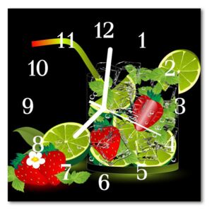 Glass Kitchen Clock Strawberry lime kitchen green 30x30 cm