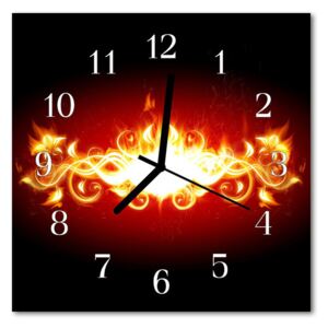 Glass Kitchen Clock Fire flower art orange 30x30 cm