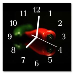 Glass Kitchen Clock Paprika food and drinks red 30x30 cm