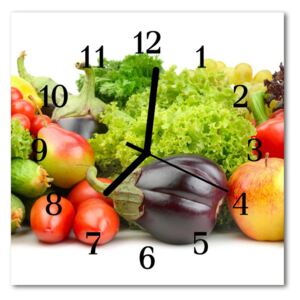 Glass Kitchen Clock Vegetables kitchen multi-coloured 30x30 cm