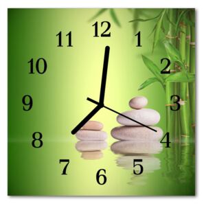 Glass Kitchen Clock Zen stones health green 30x30 cm