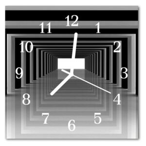 Glass Kitchen Clock 3d tunnel art black & white 30x30 cm