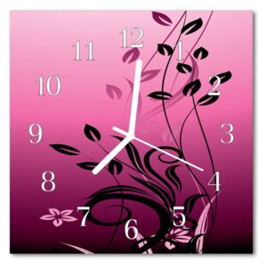 Glass Kitchen Clock Flowers art flowers & plants purple 30x30 cm