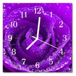 Glass Kitchen Clock Rose flowers & plants purple 30x30 cm