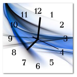 Glass Kitchen Clock Abstract lines art blue 30x30 cm