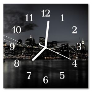 Glass Kitchen Clock Skyline bridge city black 30x30 cm