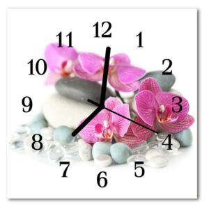Glass Kitchen Clock Orchids flowers & plants pink 30x30 cm