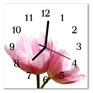 Glass Kitchen Clock Tulips flowers flowers & plants pink 30x30 cm