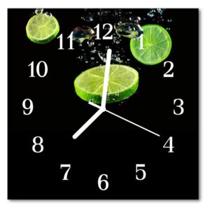 Glass Kitchen Clock Lime kitchen green, black 30x30 cm