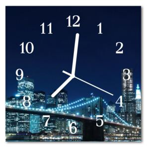 Glass Kitchen Clock Skyline city blue 30x30 cm