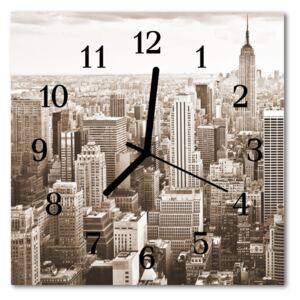 Glass Kitchen Clock Skyline city grey 30x30 cm