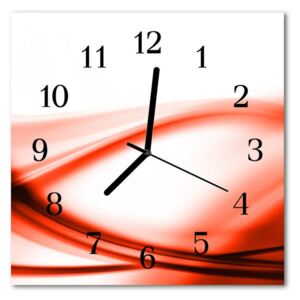 Glass Kitchen Clock Abstract lines art red 30x30 cm