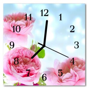 Glass Kitchen Clock Peonies flowers & plants pink 30x30 cm