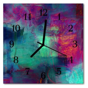 Glass Kitchen Clock Colorful painting art multi-coloured 30x30 cm