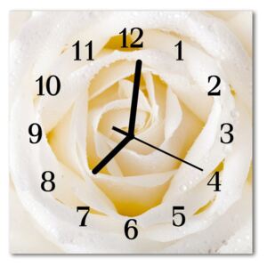 Glass Kitchen Clock Rose flowers & plants beige 30x30 cm