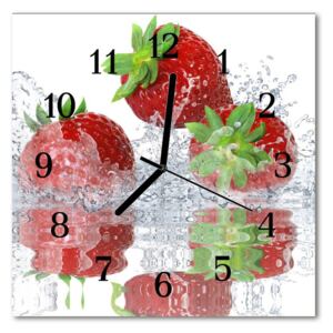 Glass Kitchen Clock Strawberries kitchen red 30x30 cm