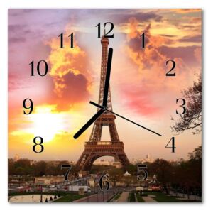 Glass Kitchen Clock Eiffel tower paris city multi-coloured 30x30 cm