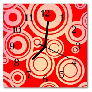 Glass Kitchen Clock Red circles art red 30x30 cm