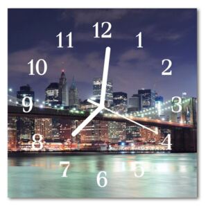 Glass Kitchen Clock Skyline bridge city multi-coloured 30x30 cm